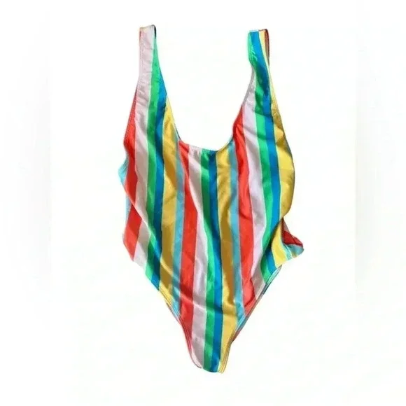 ZARA One Piece Swimsuit - Multicolor Stripes 🩷❤️🧡💛💚🩵💙💜 - Picture 3 of 6